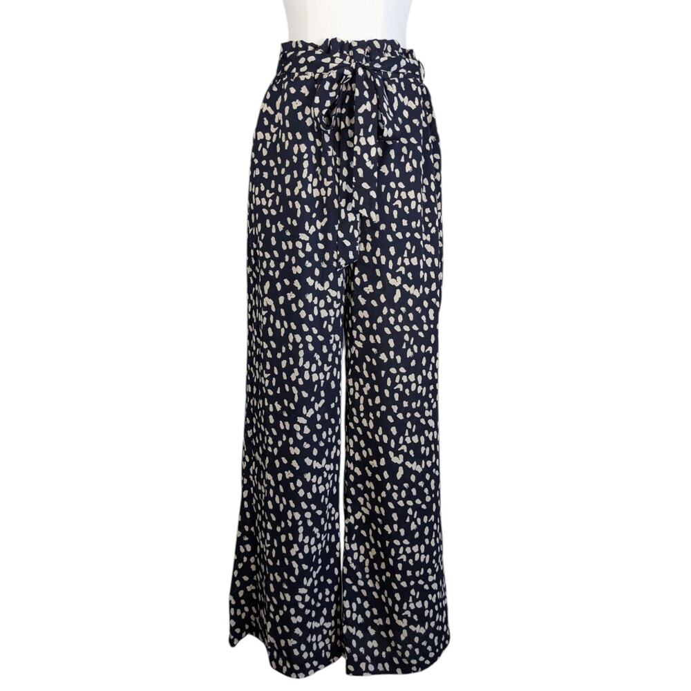 Lulu’s Spotted You Navy Blue Leopard Print Paperbag Waist Pants Women’s Medium